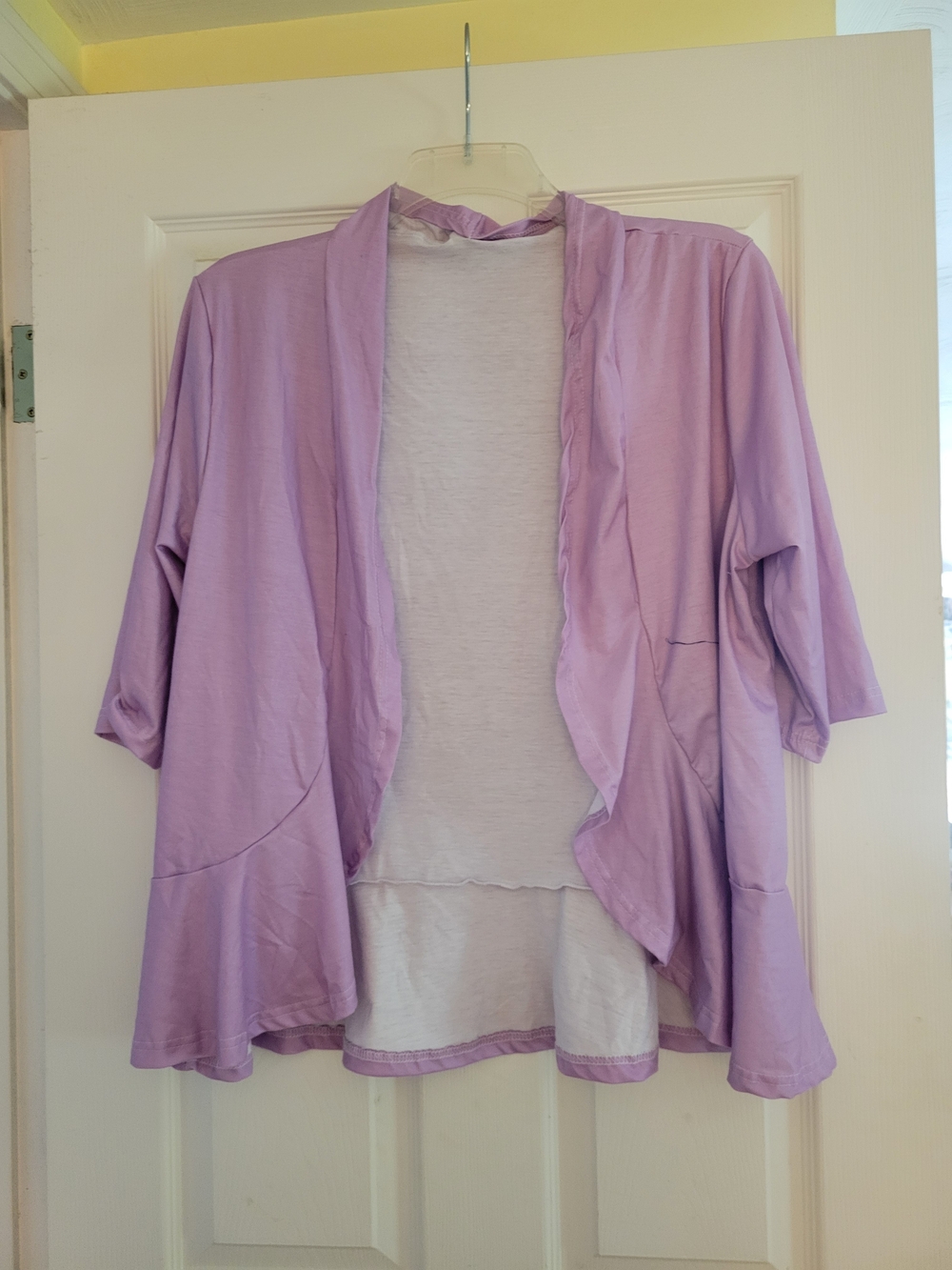 Lavender Open-Front Drape Cardigan